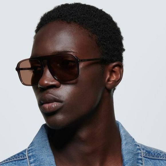 🔥Saint Laurent SL590 003 Sunglasses Brown Aviator Unisex - Picture 3 of 15